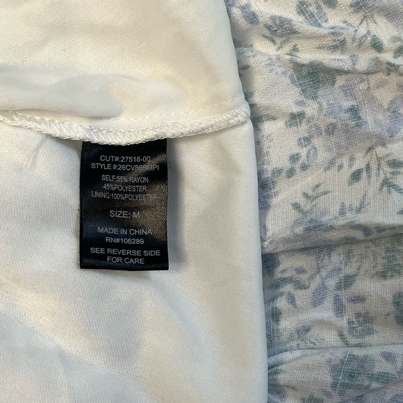 Trixxi Juniors' Floral-Print Puff-Sleeve Fit & Flare Dress Size M White Blue - Picture 5 of 6